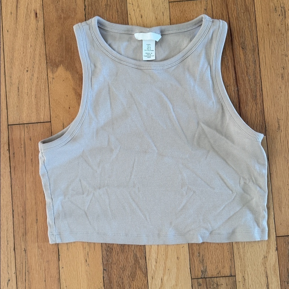 H&M | Cream Sleeveless Crop Tank Top | size L